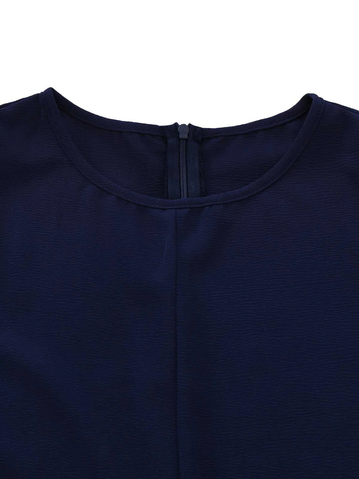 Marineblau 1980er Solide Gürtel Romper - Image 4