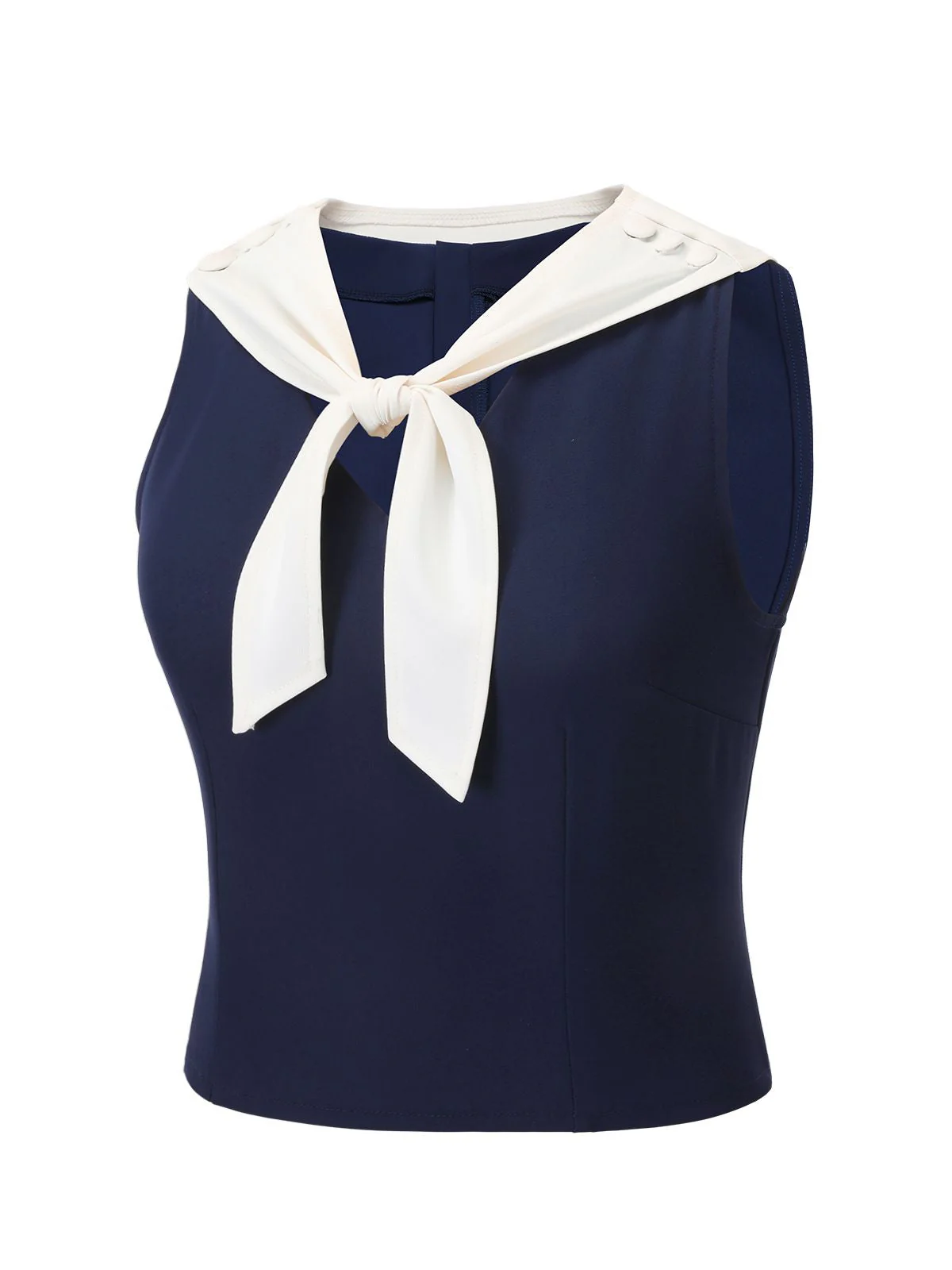 Marineblaue 1950er festem Kragen Seemannsbluse - Image 3