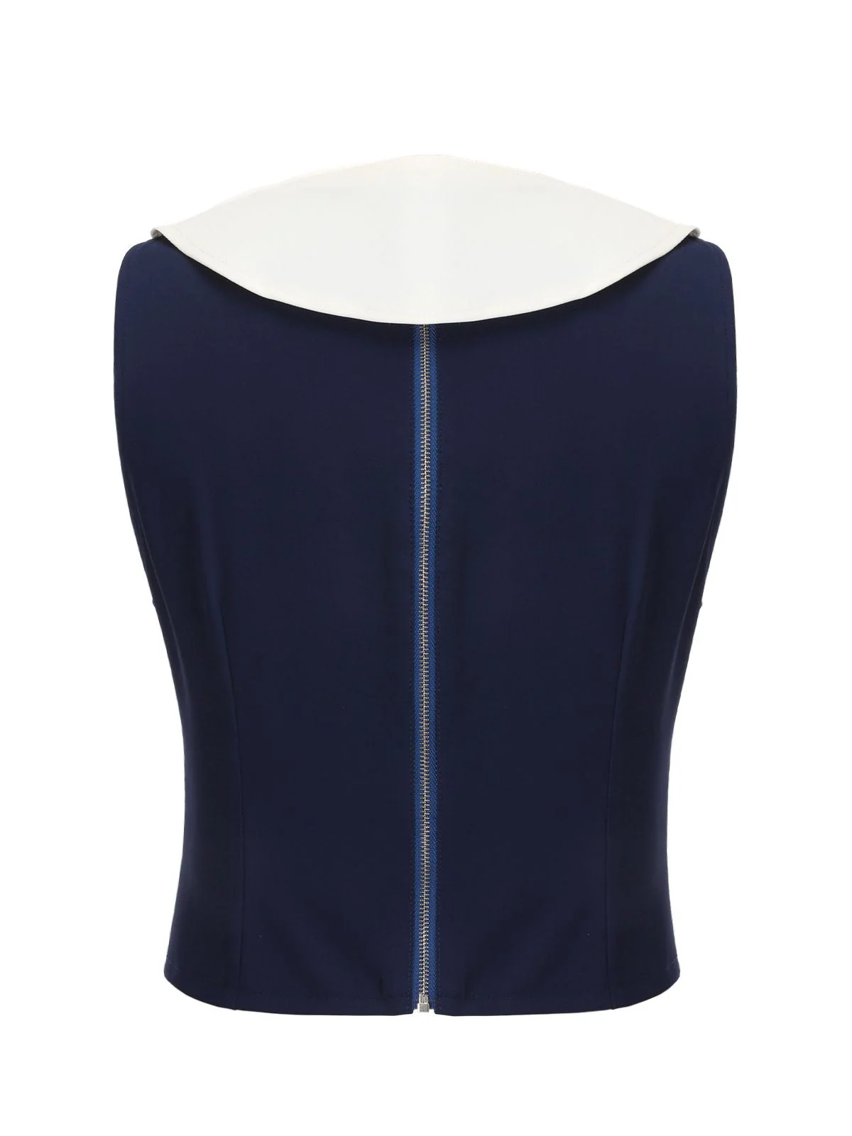 Marineblaue 1950er festem Kragen Seemannsbluse - Image 4