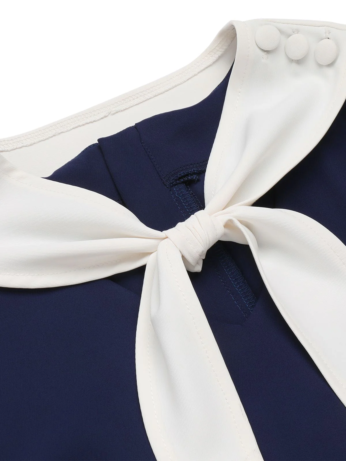 Marineblaue 1950er festem Kragen Seemannsbluse - Image 5