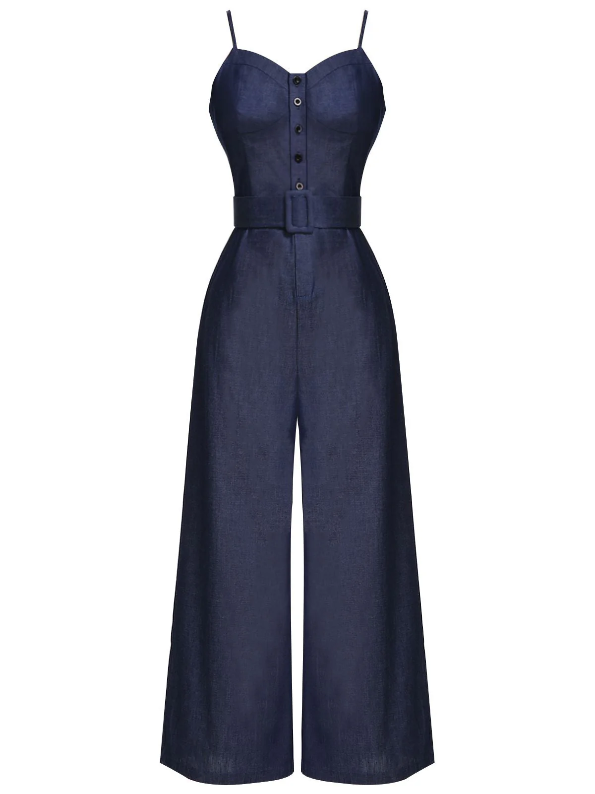Marineblauer 1930er festen Trägern Cowboy Jumpsuit - Image 4
