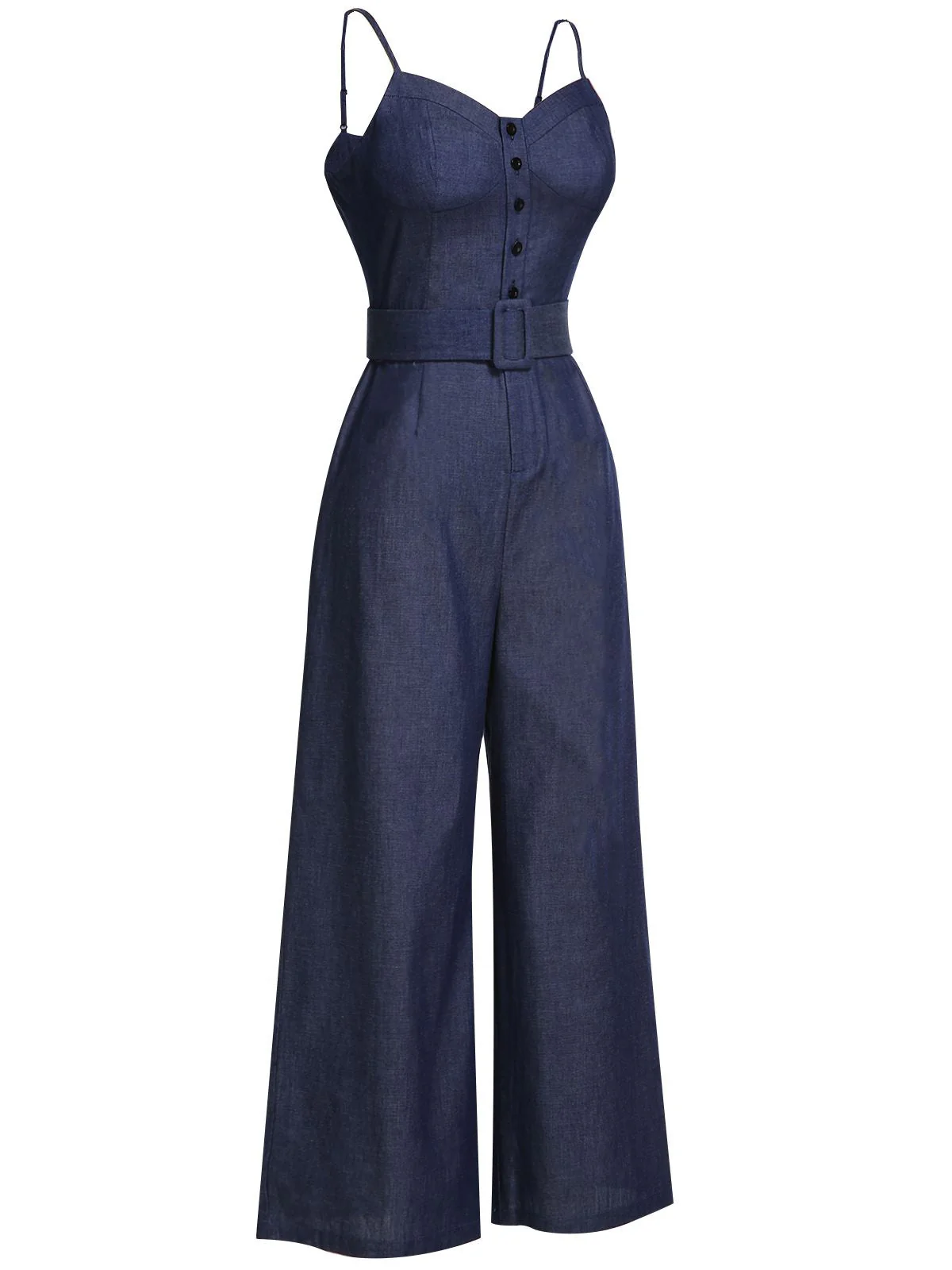 Marineblauer 1930er festen Trägern Cowboy Jumpsuit - Image 5