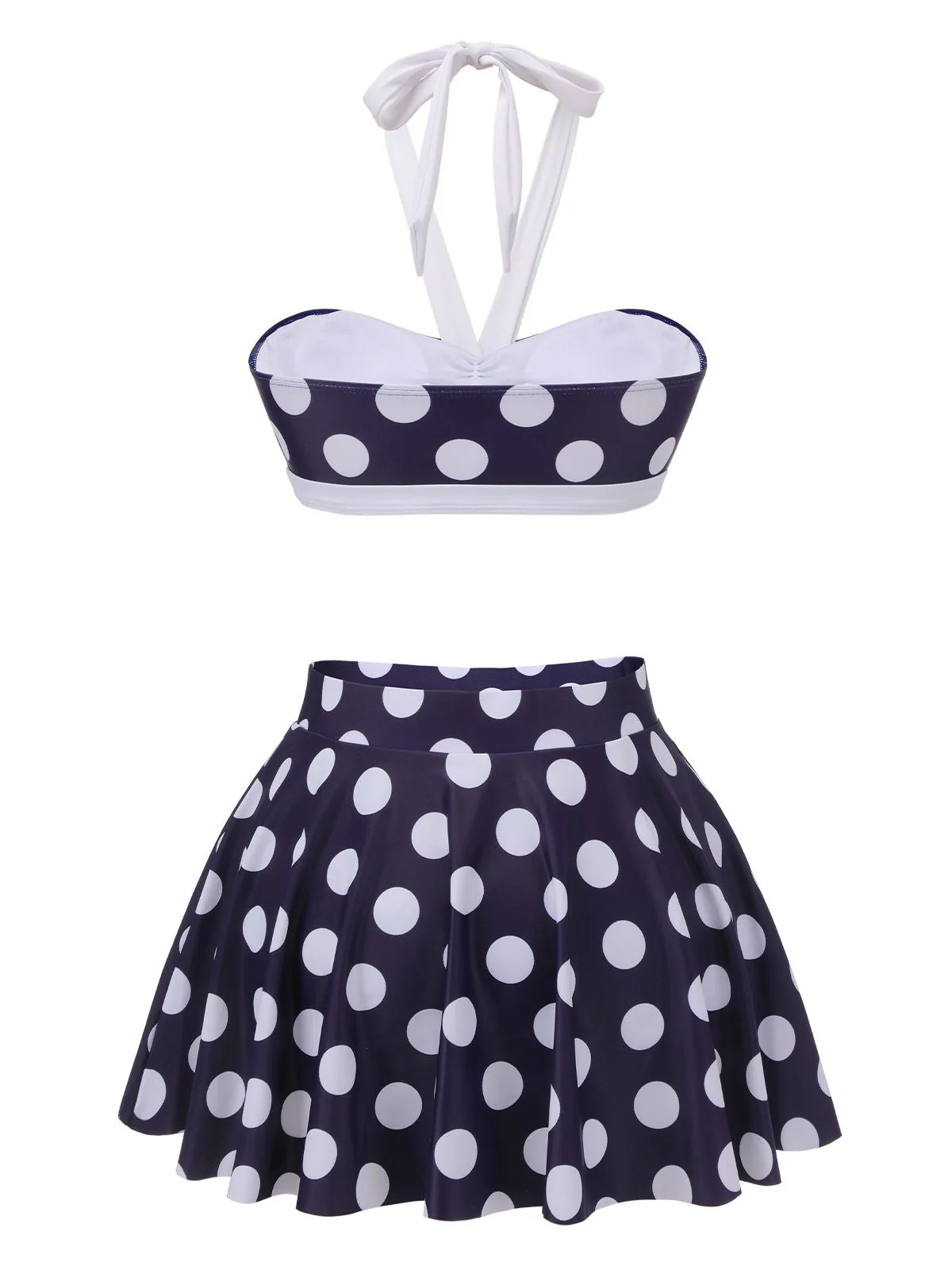 Marineblauer 1940er Polka Dot Halter Badeanzug - Image 4