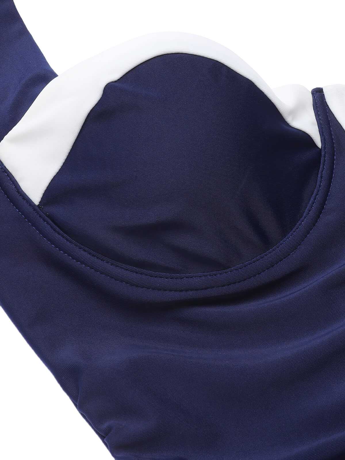 [Übergröße] Marineblau 1950er Falten Halter Badeanzug - Image 2