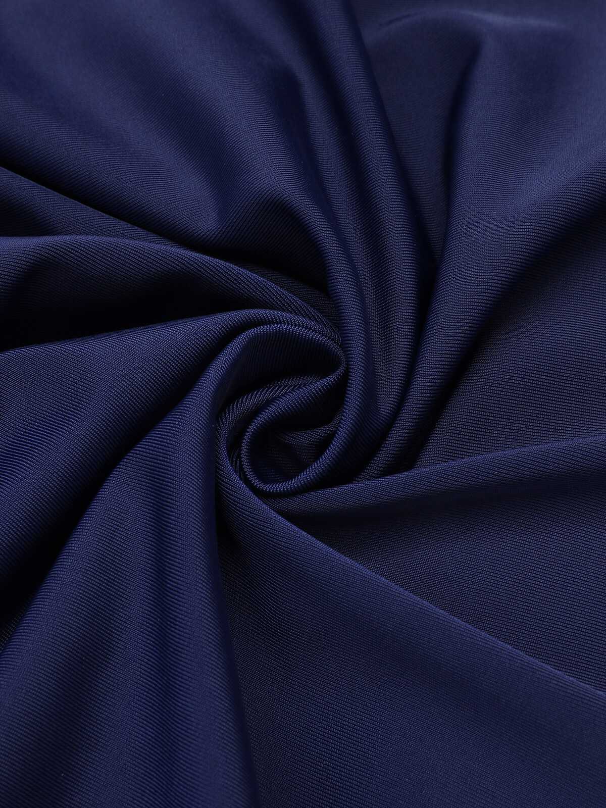 [Übergröße] Marineblau 1950er Falten Halter Badeanzug - Image 4