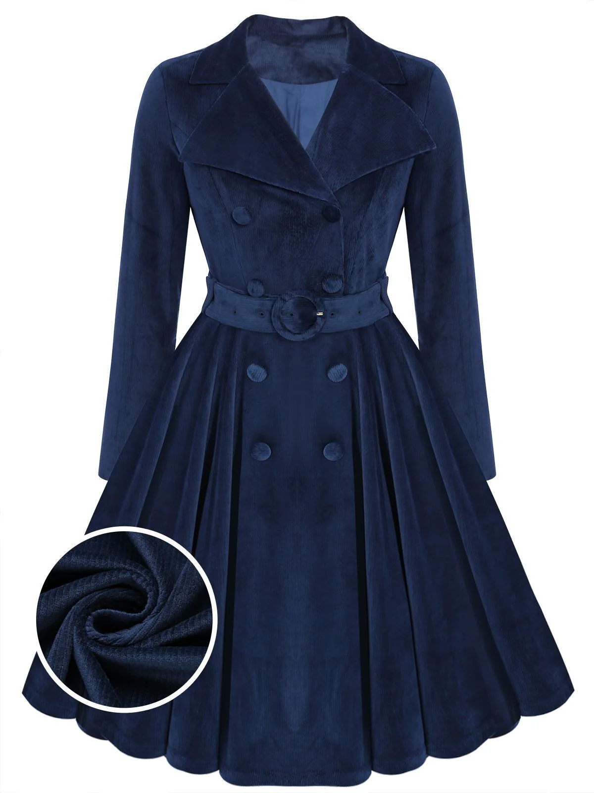 MARINEBLAUER LANGER SWING SAMTKLEID - Image 8