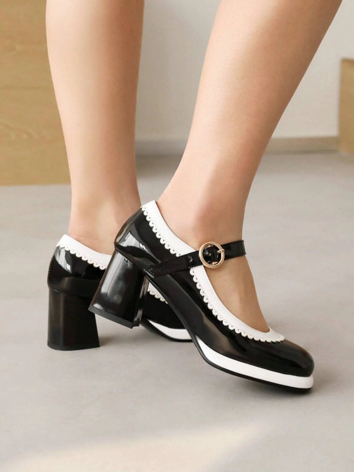 MARY JANE PATCHWORK HIGH HEELS SCHUHE - Image 4