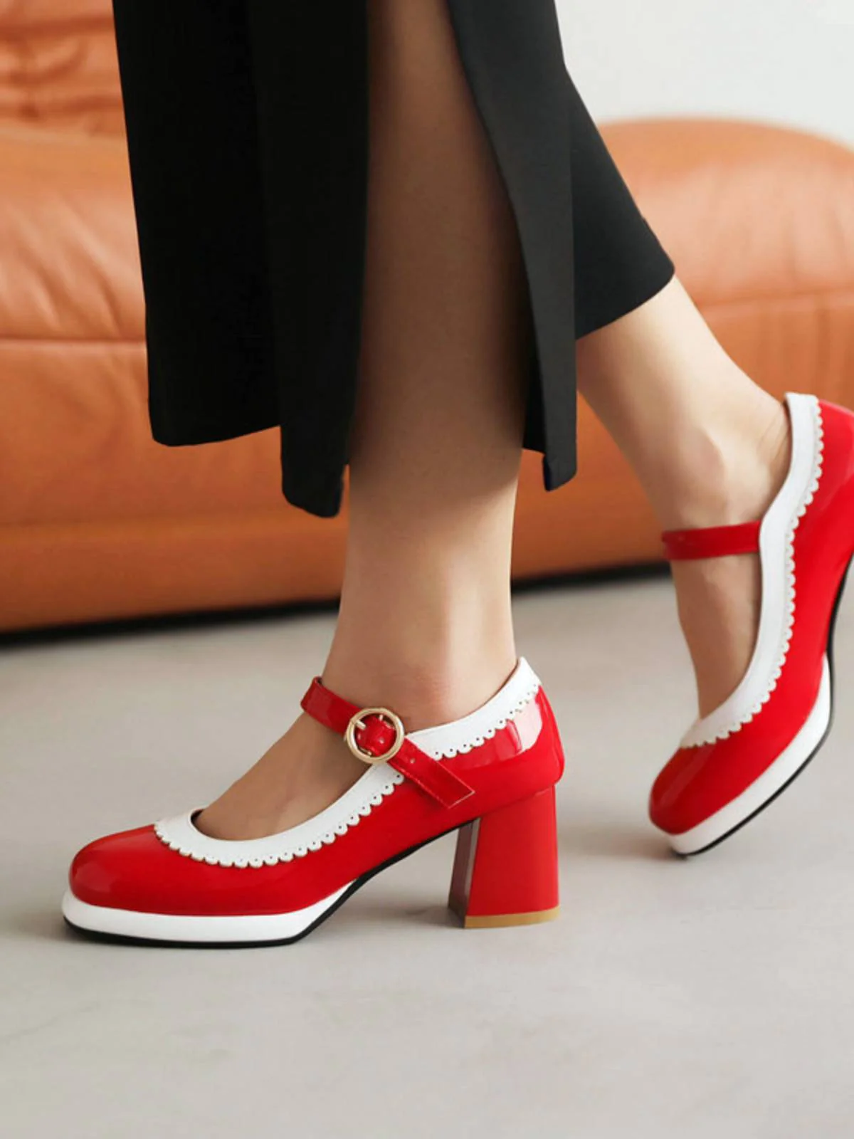 MARY JANE PATCHWORK HIGH HEELS SCHUHE - Image 6