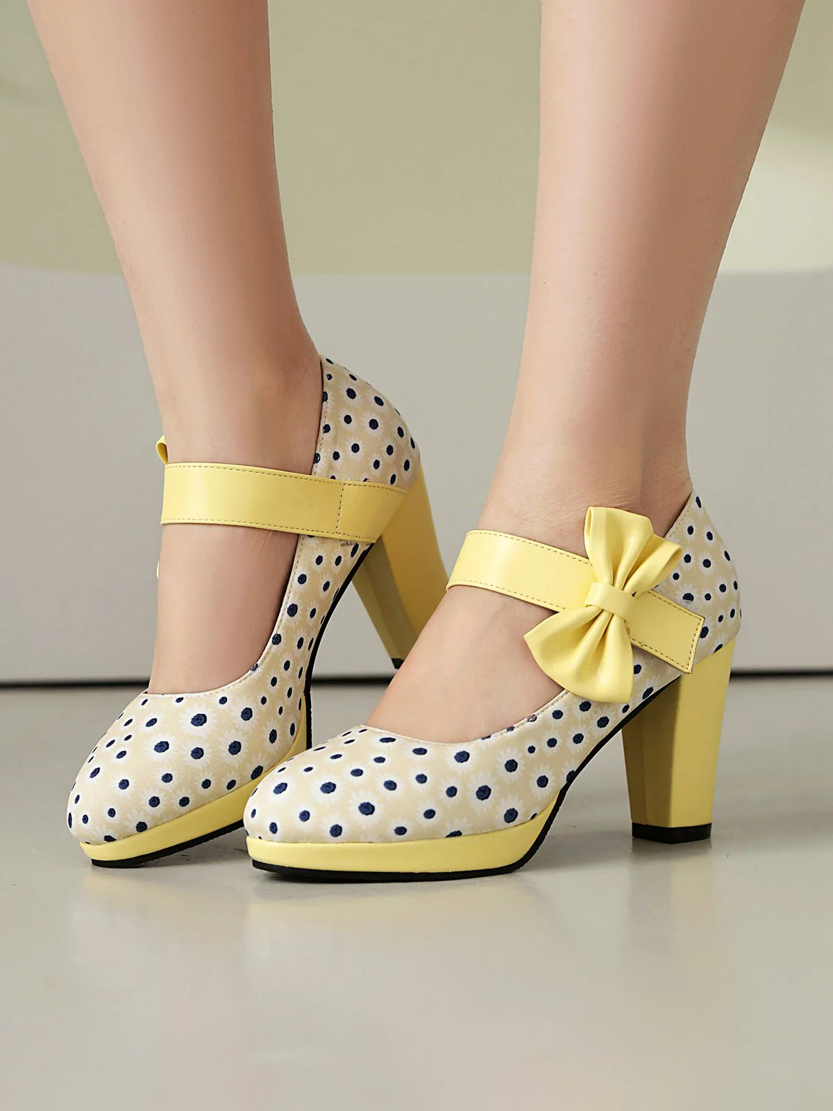 Mary Jane Polka Dots Bogen Klobige Absätze - Image 10