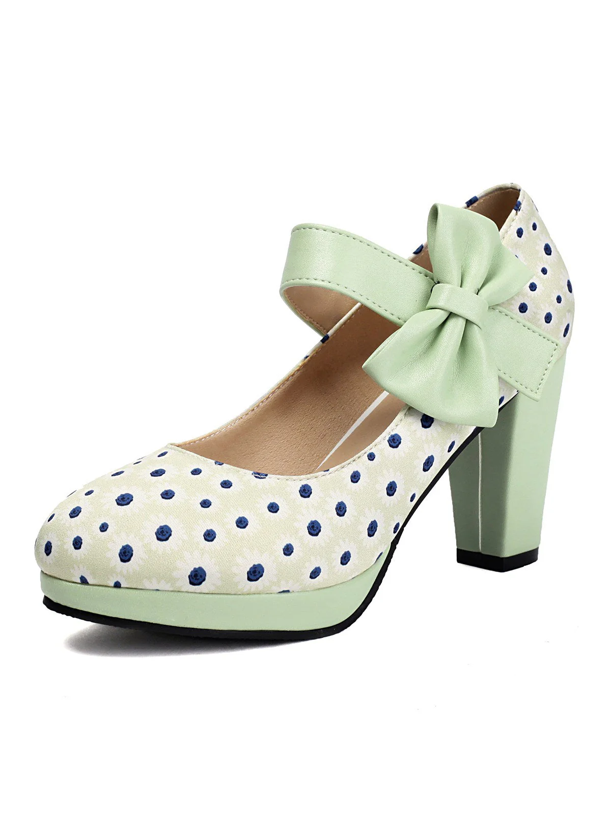 Mary Jane Polka Dots Bogen Klobige Absätze - Image 12