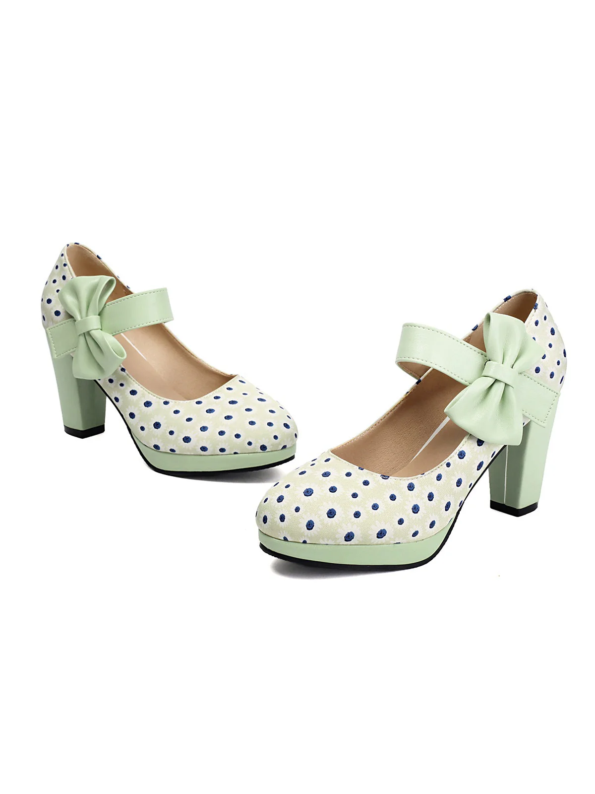 Mary Jane Polka Dots Bogen Klobige Absätze - Image 13