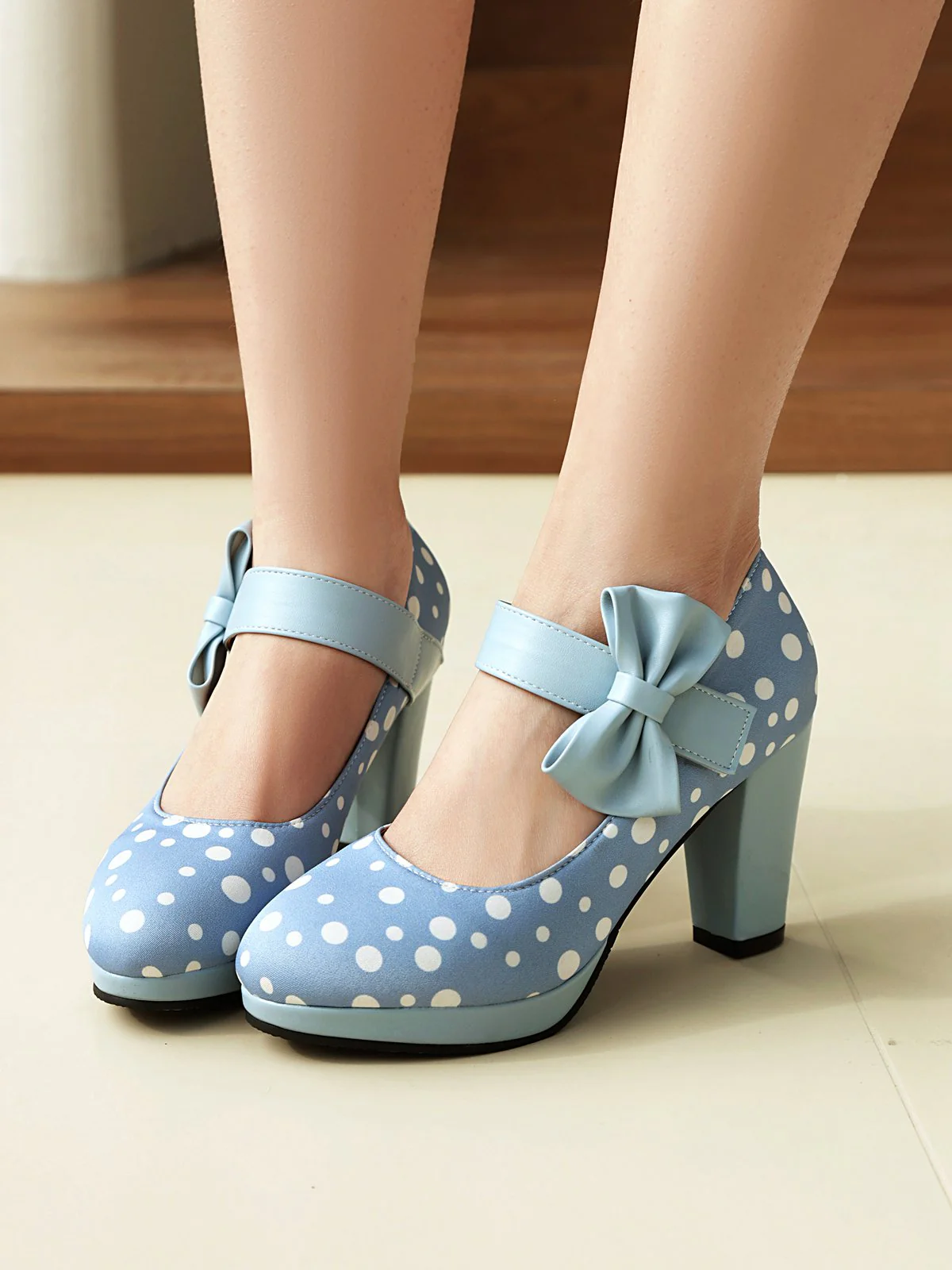 Mary Jane Polka Dots Bogen Klobige Absätze - Image 16