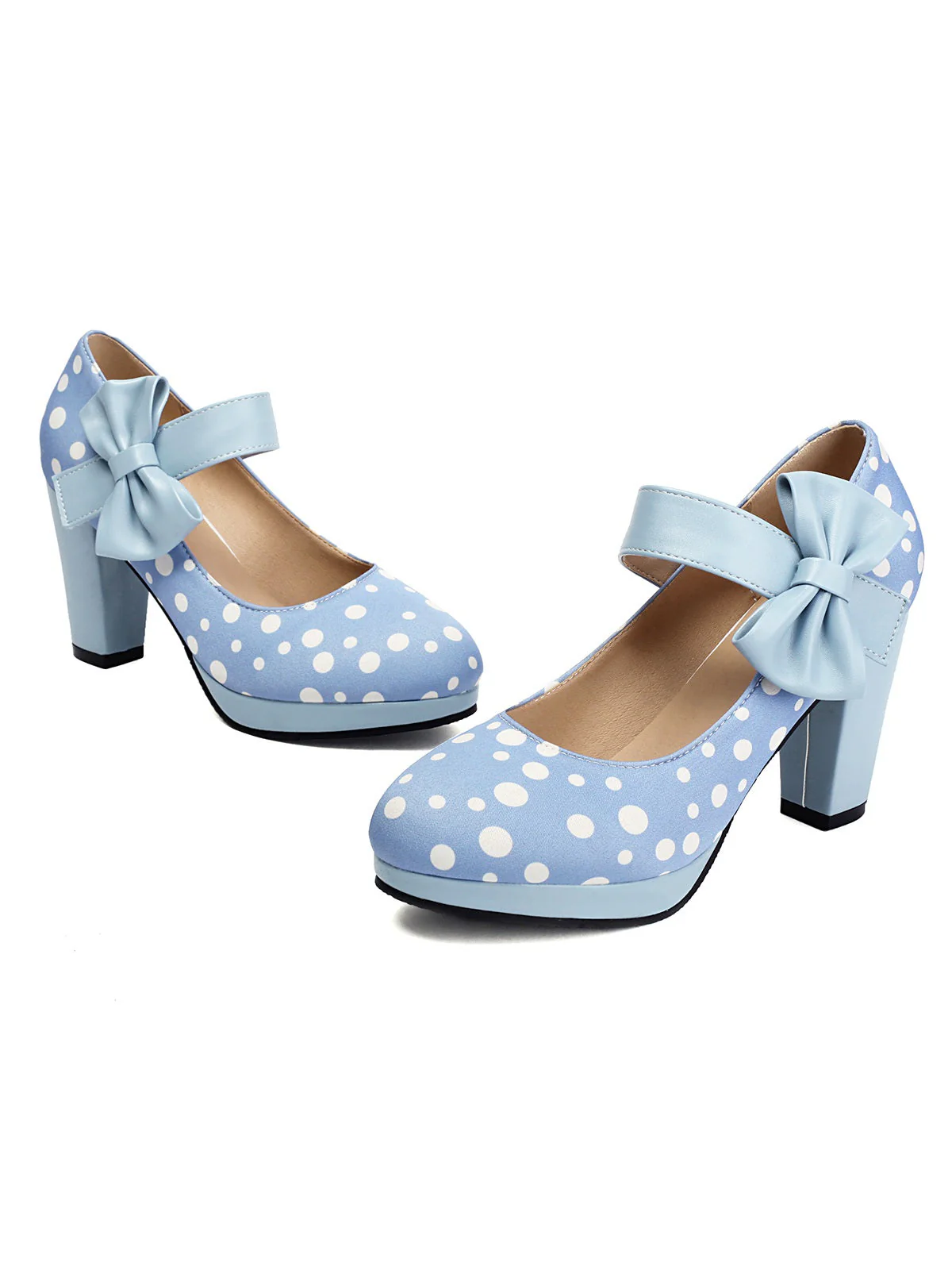 Mary Jane Polka Dots Bogen Klobige Absätze - Image 17