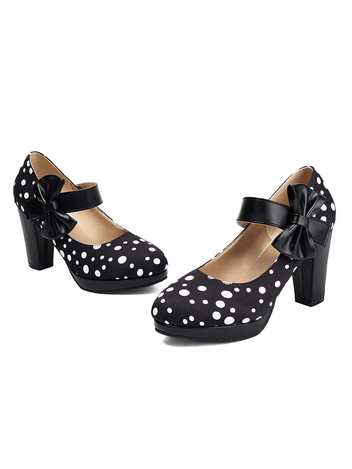 Mary Jane Polka Dots Bogen Klobige Absätze - Image 4