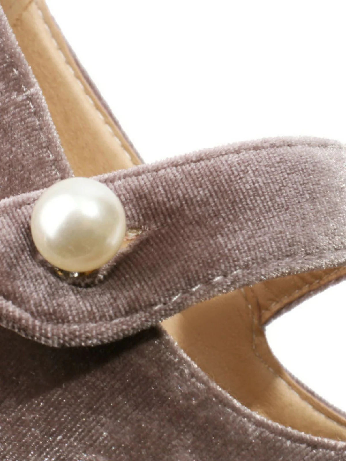 Mary Jane Samt Perlenknopf Blockabsatz Schuhe - Image 14