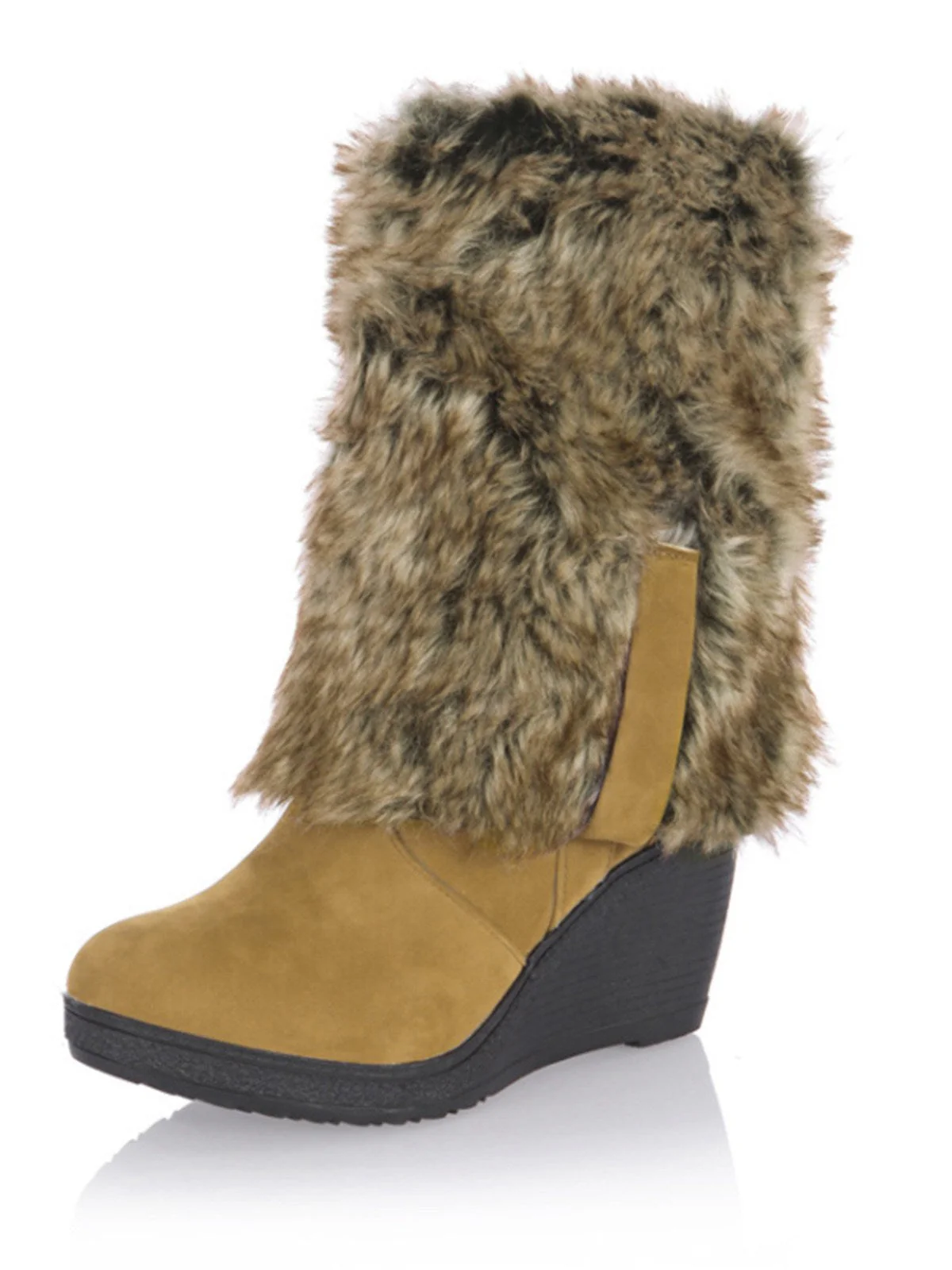 Mattiertes Leder Keilabsatz Kniehohe Stiefel - Image 2