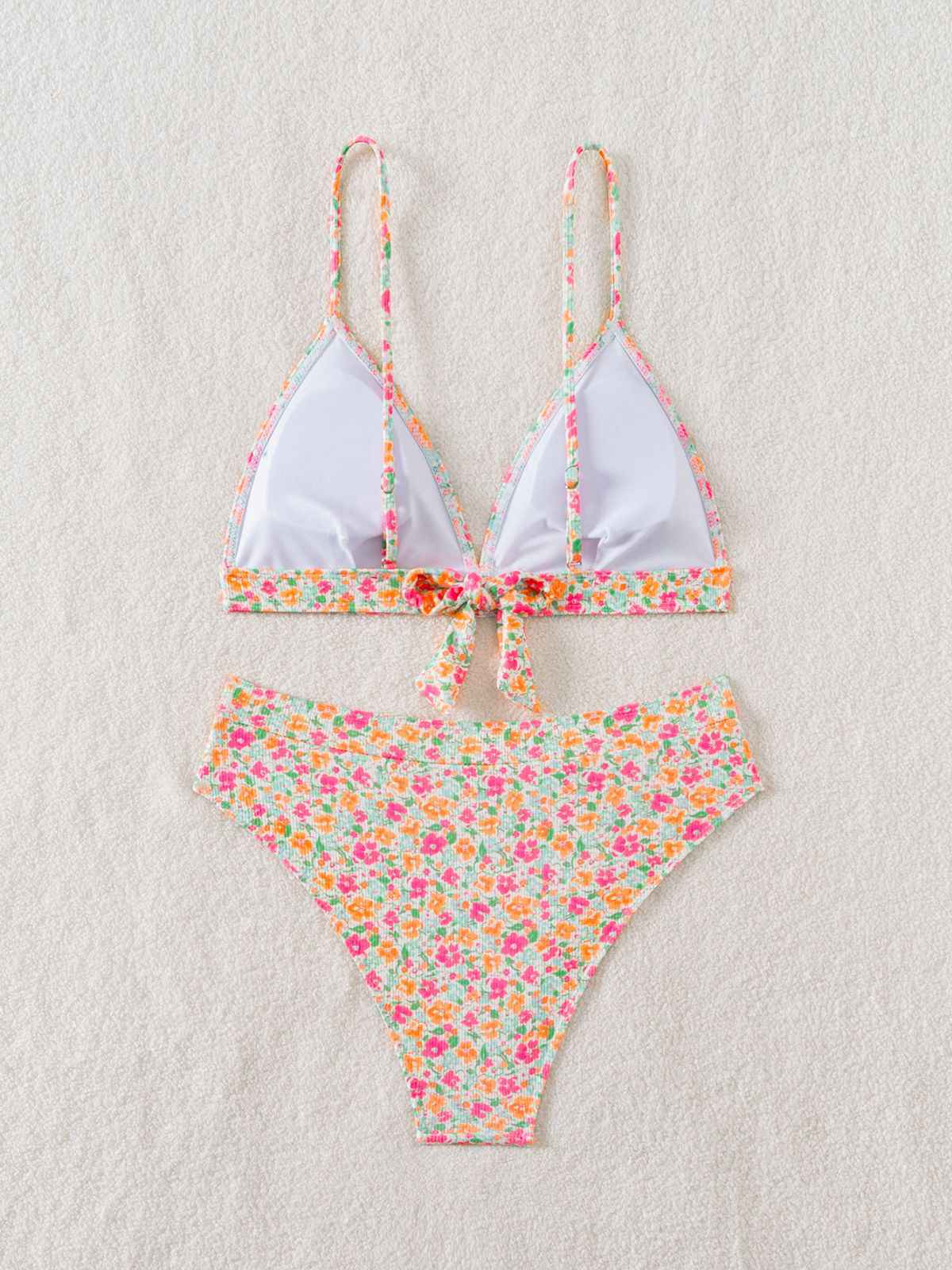 Mehrfarbig 1950er Ditsy Blumen Rückenkrawatte Bikini Set - Image 3
