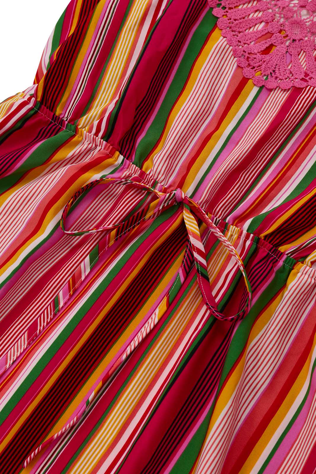 Mehrfarbig 1970er Halfter Regenbogen Streifen Patchwork Kleid - Image 3