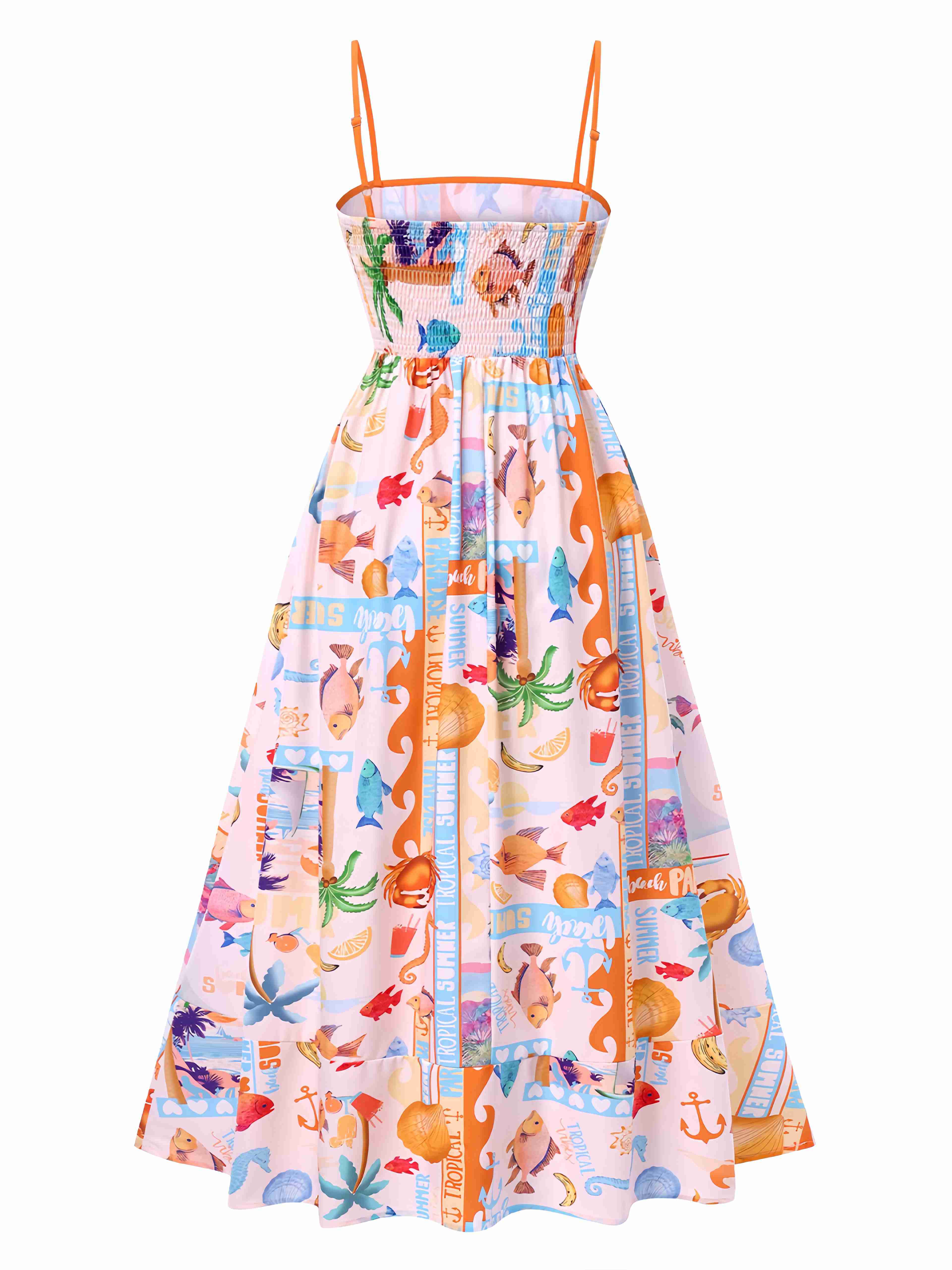 Mehrfarbig 1970er Ozean Live Hosenträger Maxi Kleid - Image 2