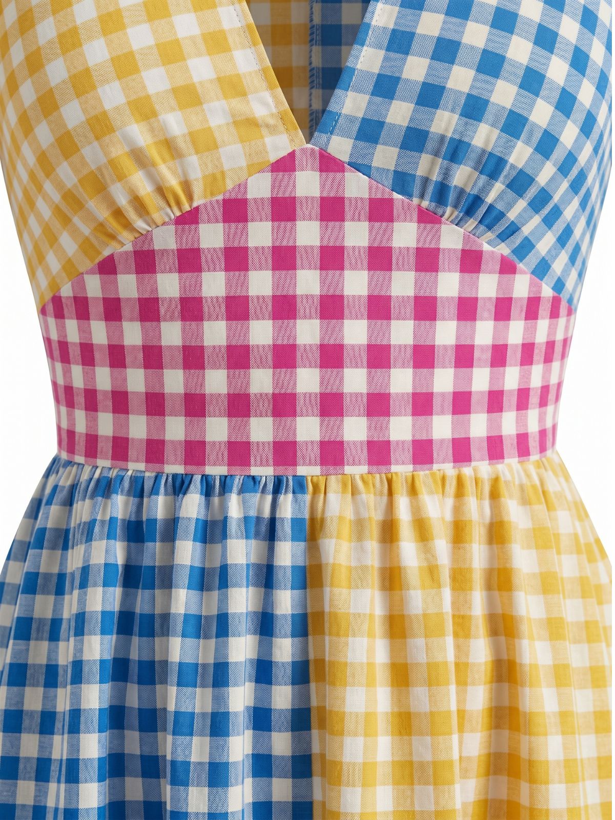 Mehrfarbiges 40er Swingkleid mit Karo und Patchwork - Image 4