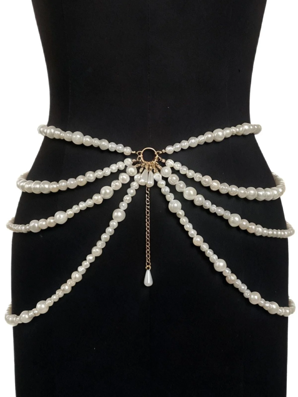 Mehrschichtig Perle Tropfen Anhänger Taille Kette - Image 2