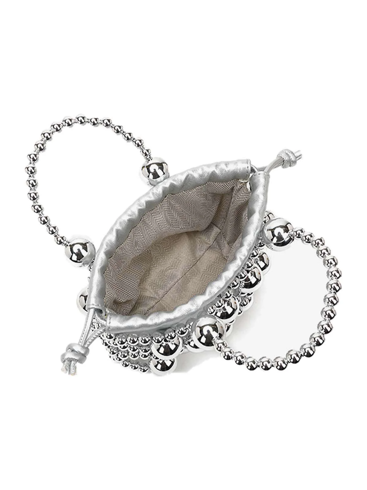 Metallisch Perlen Kordelzug Mini Beutel Tasche - Image 11