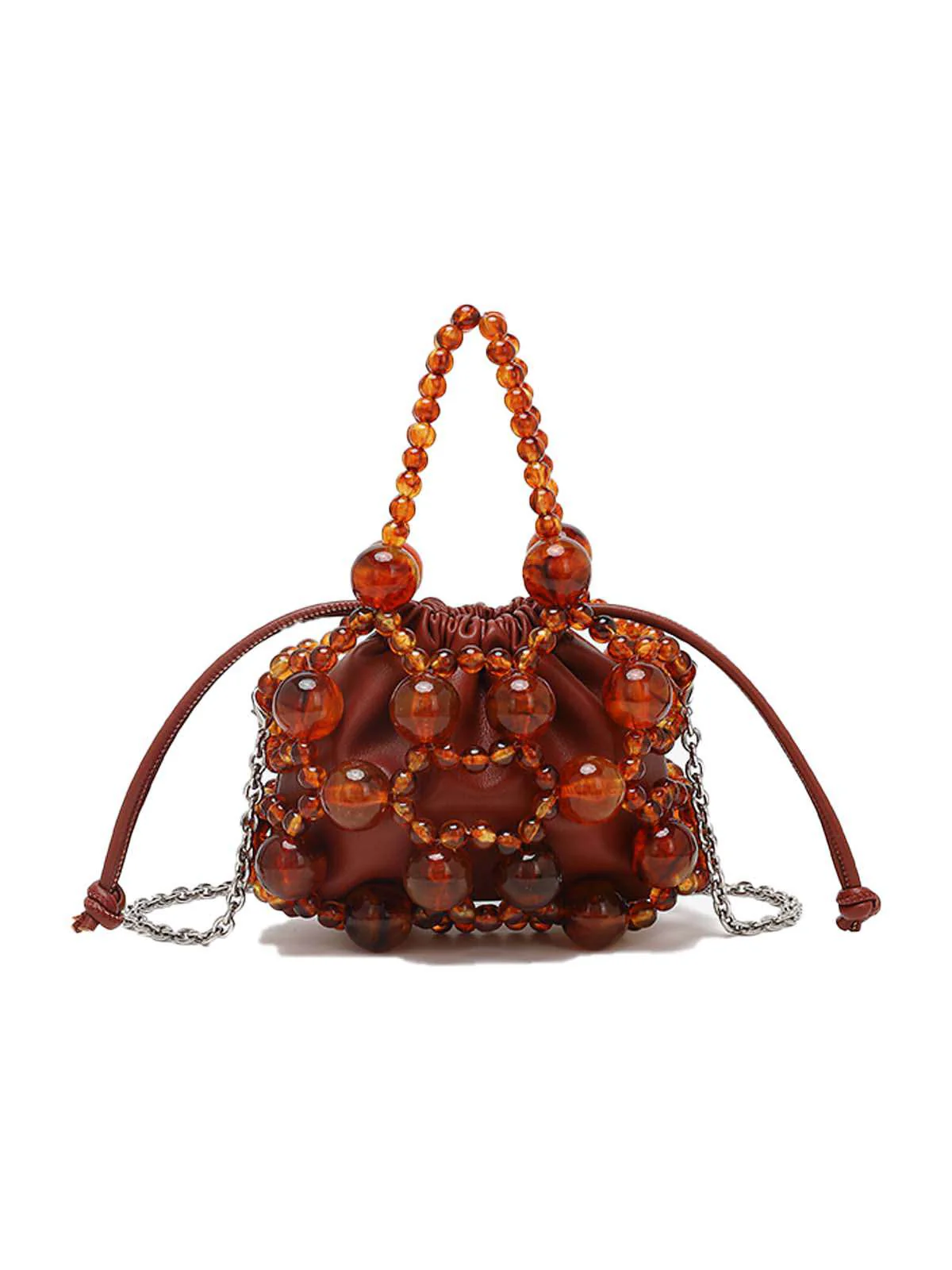 Metallisch Perlen Kordelzug Mini Beutel Tasche - Image 2