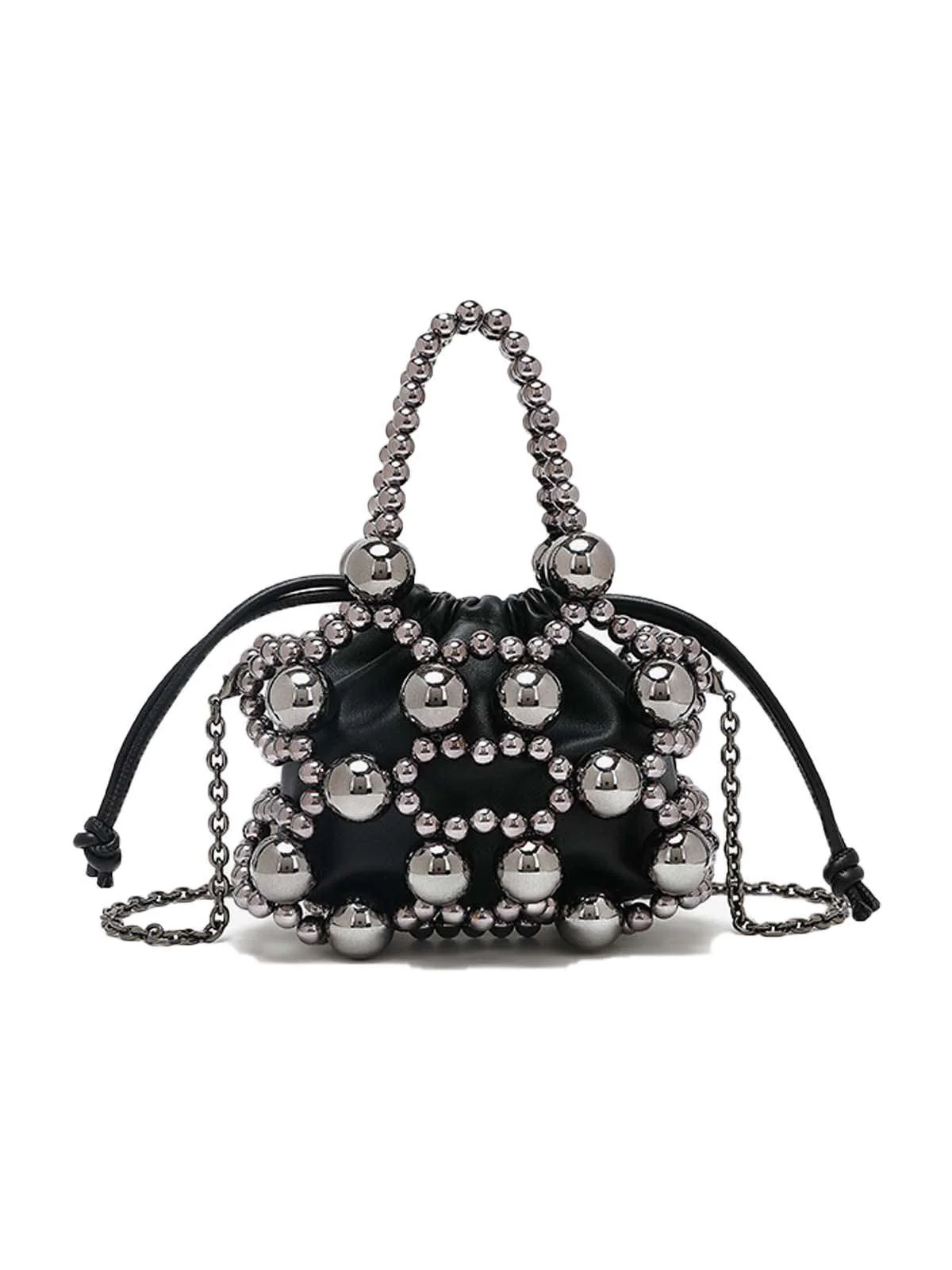 Metallisch Perlen Kordelzug Mini Beutel Tasche - Image 4
