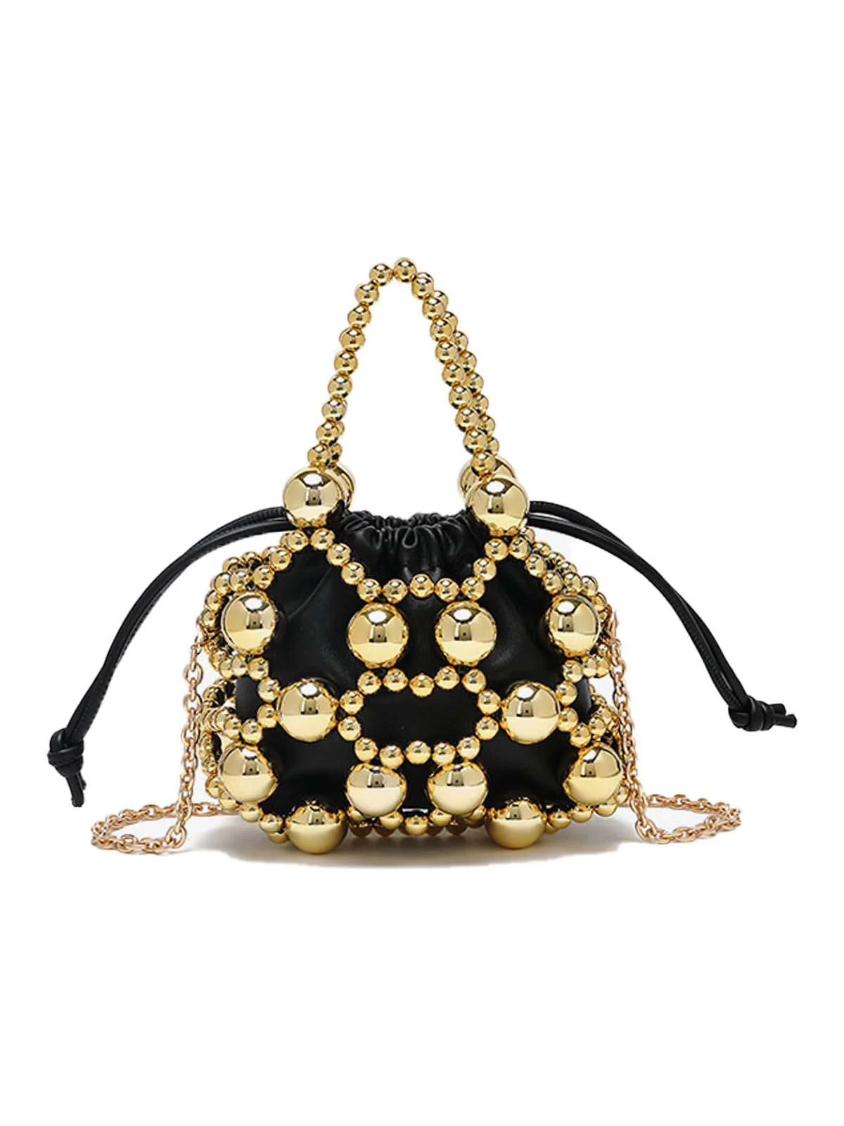 Metallisch Perlen Kordelzug Mini Beutel Tasche - Image 5