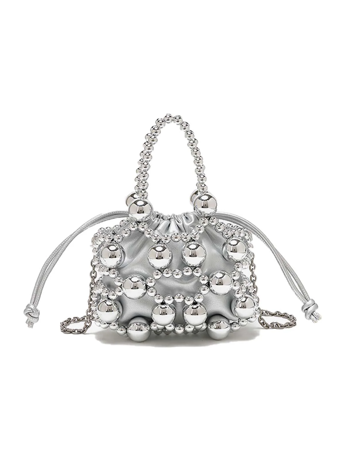 Metallisch Perlen Kordelzug Mini Beutel Tasche - Image 7