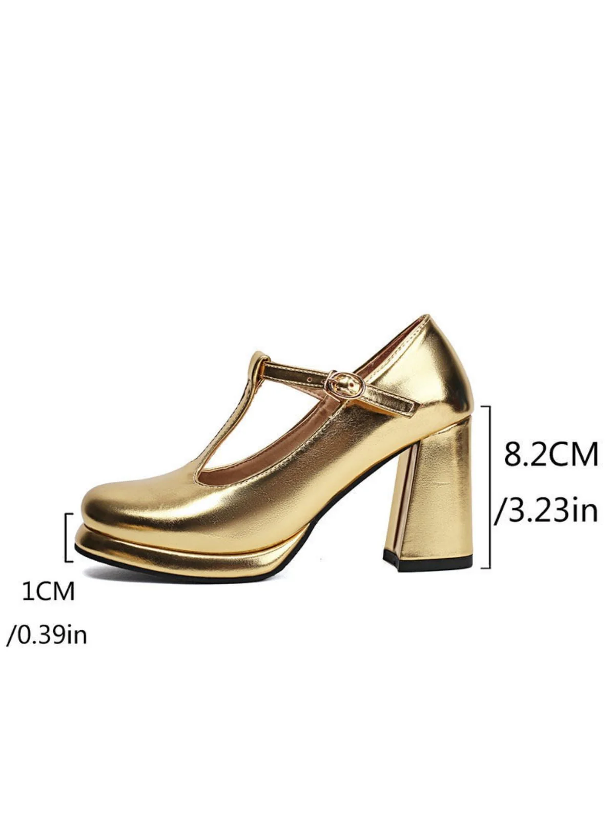 Metallisch Quadratischer Spitze Blockschnalle Schuhe - Image 5