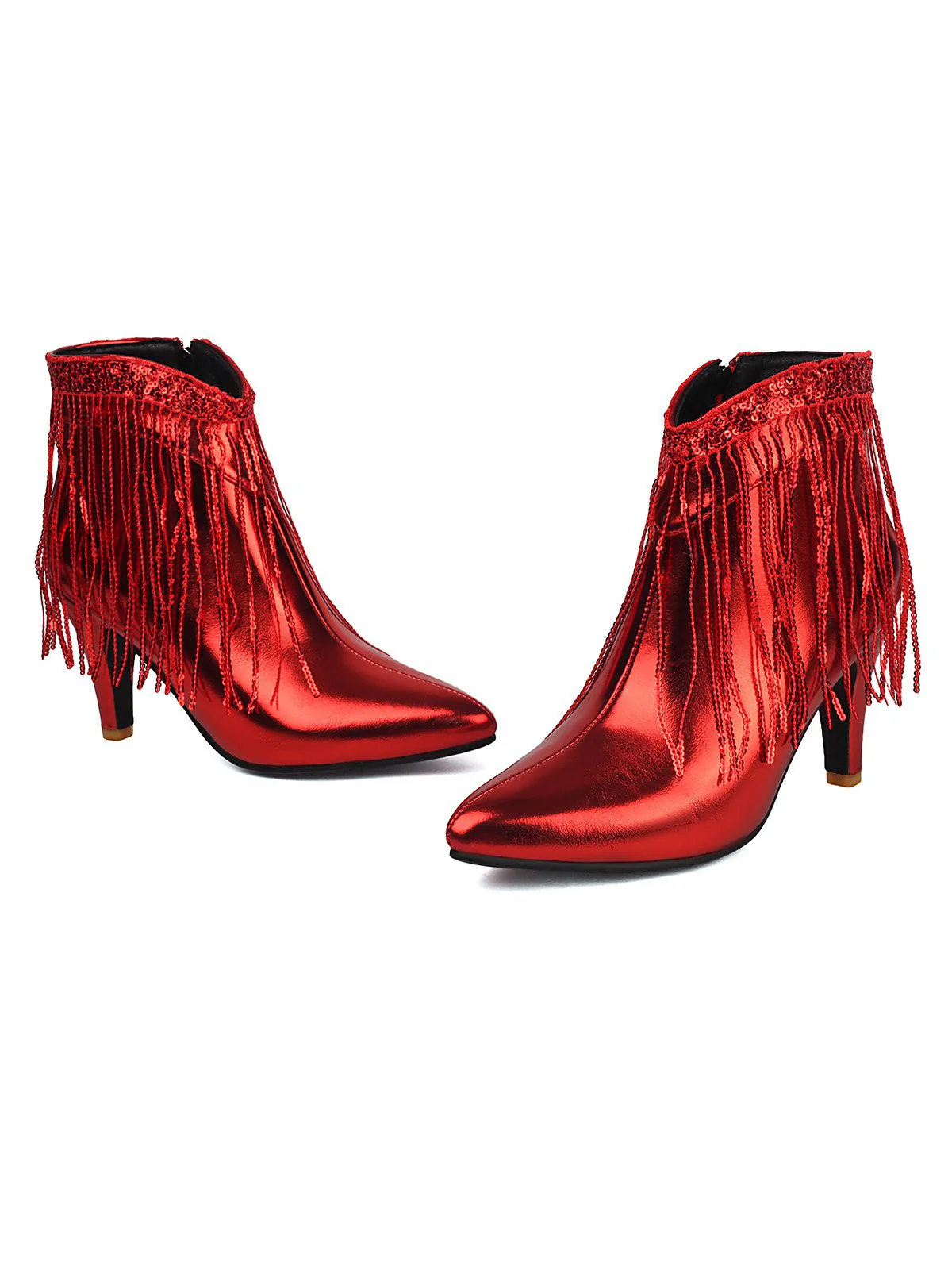 Metallisch Quaste Spitzer Spitze Stiletto Chelsea Stiefel - Image 18