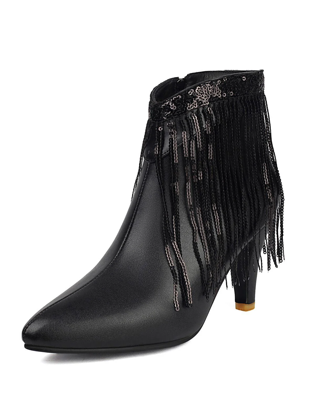 Metallisch Quaste Spitzer Spitze Stiletto Chelsea Stiefel - Image 3