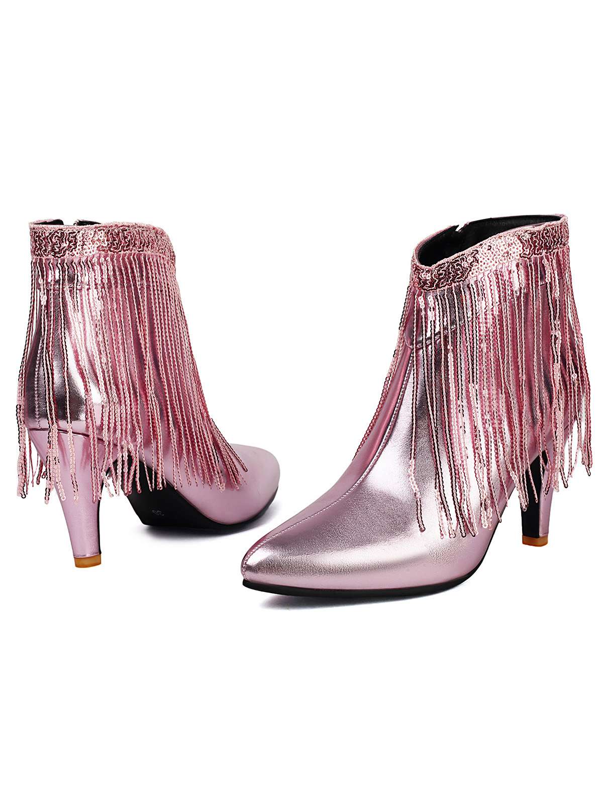 Metallisch Quaste Spitzer Spitze Stiletto Chelsea Stiefel - Image 30