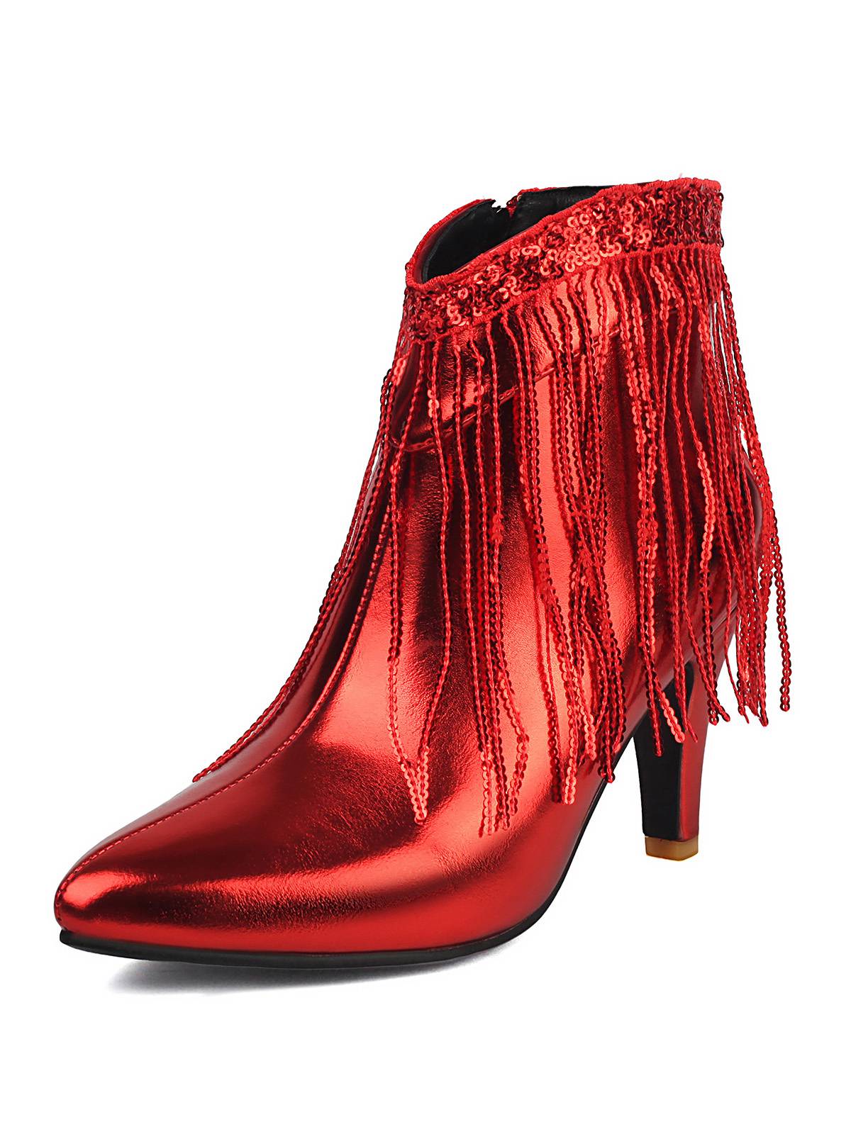 Metallisch Quaste Spitzer Spitze Stiletto Chelsea Stiefel - Image 4