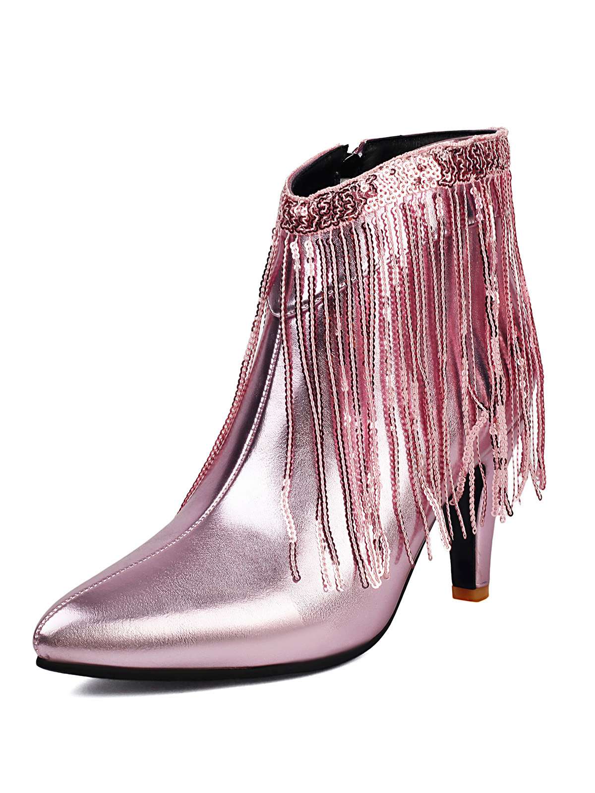 Metallisch Quaste Spitzer Spitze Stiletto Chelsea Stiefel - Image 5