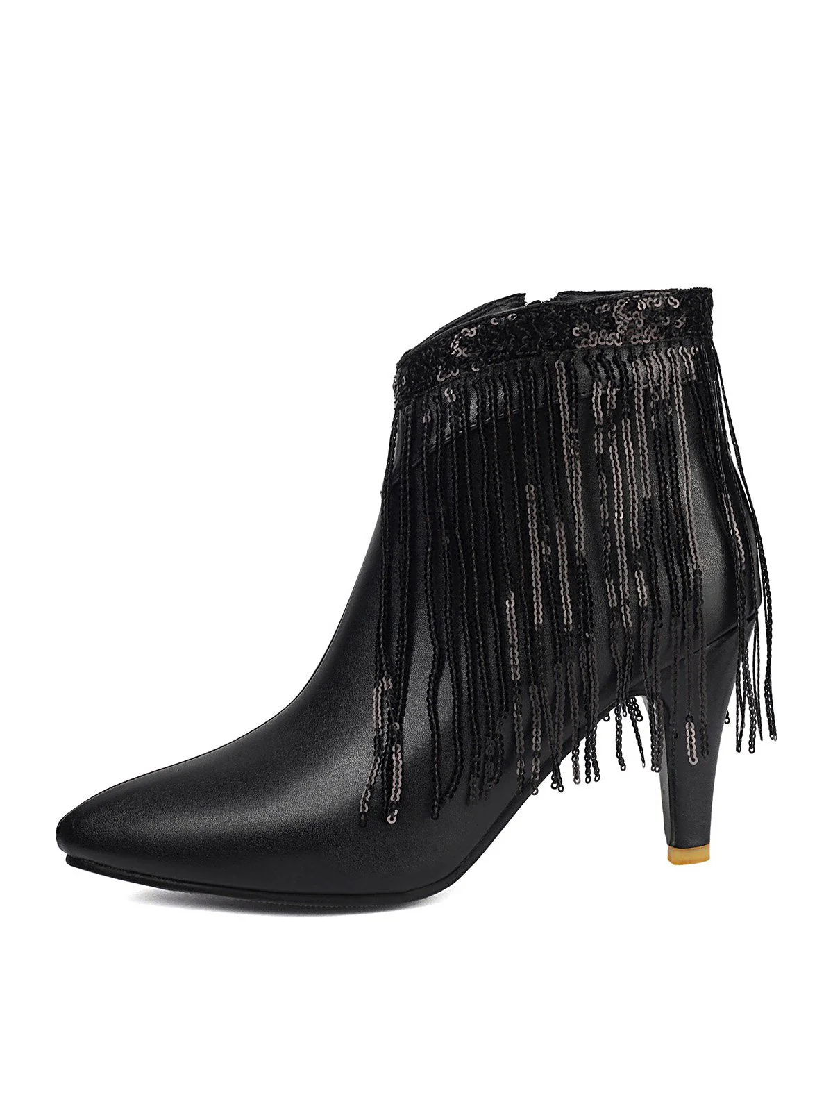 Metallisch Quaste Spitzer Spitze Stiletto Chelsea Stiefel - Image 6