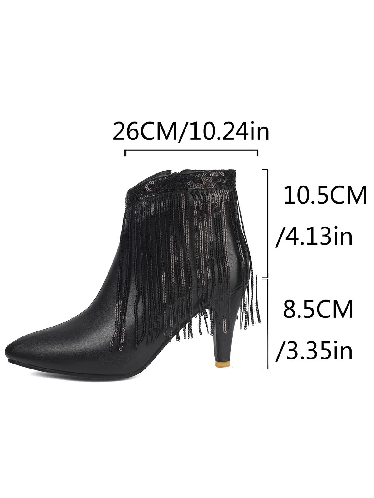 Metallisch Quaste Spitzer Spitze Stiletto Chelsea Stiefel - Image 8