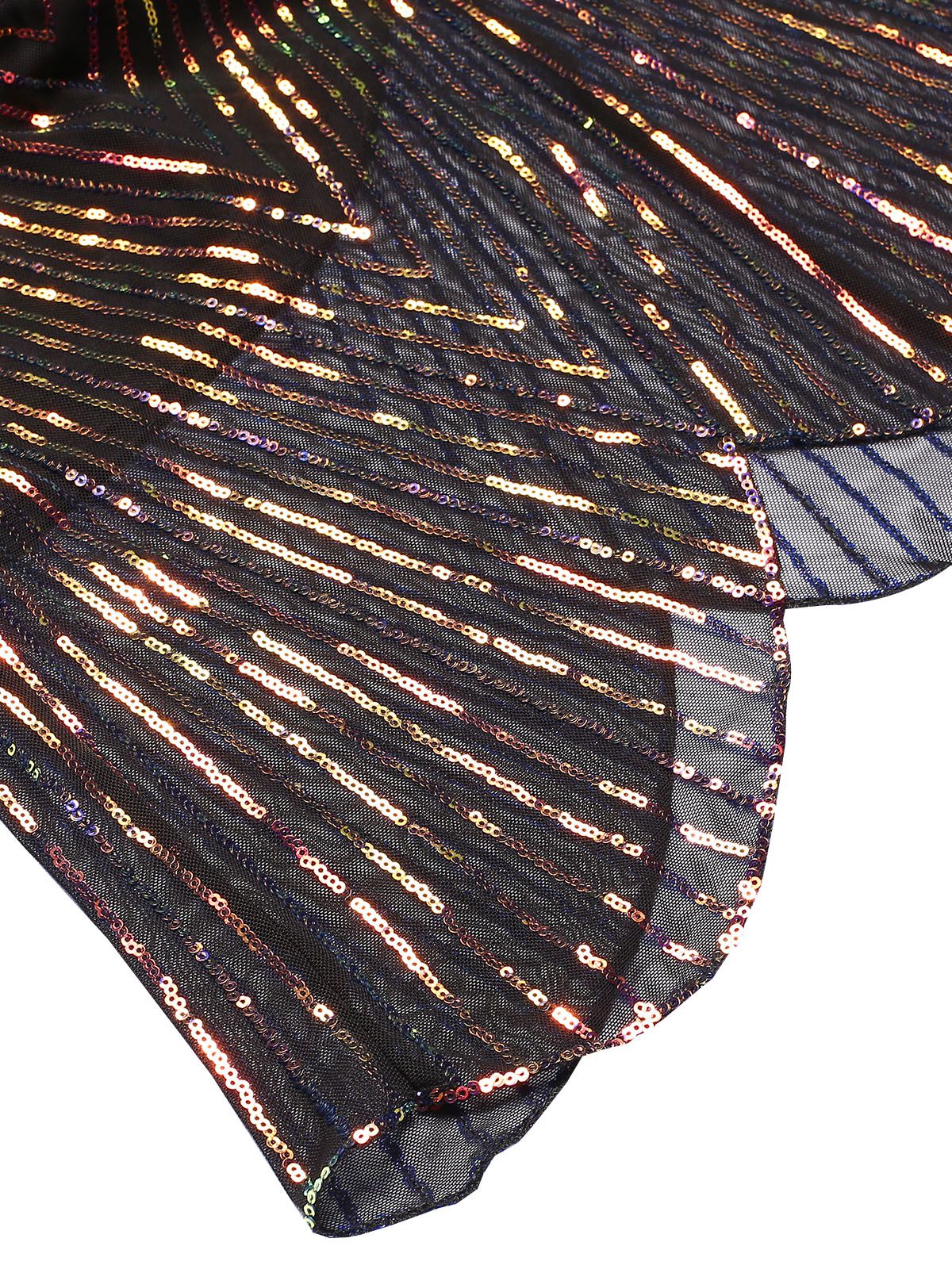 Multicolor 1920er V-Ausschnitt Pailletten Fischschwanzkleid - Image 6