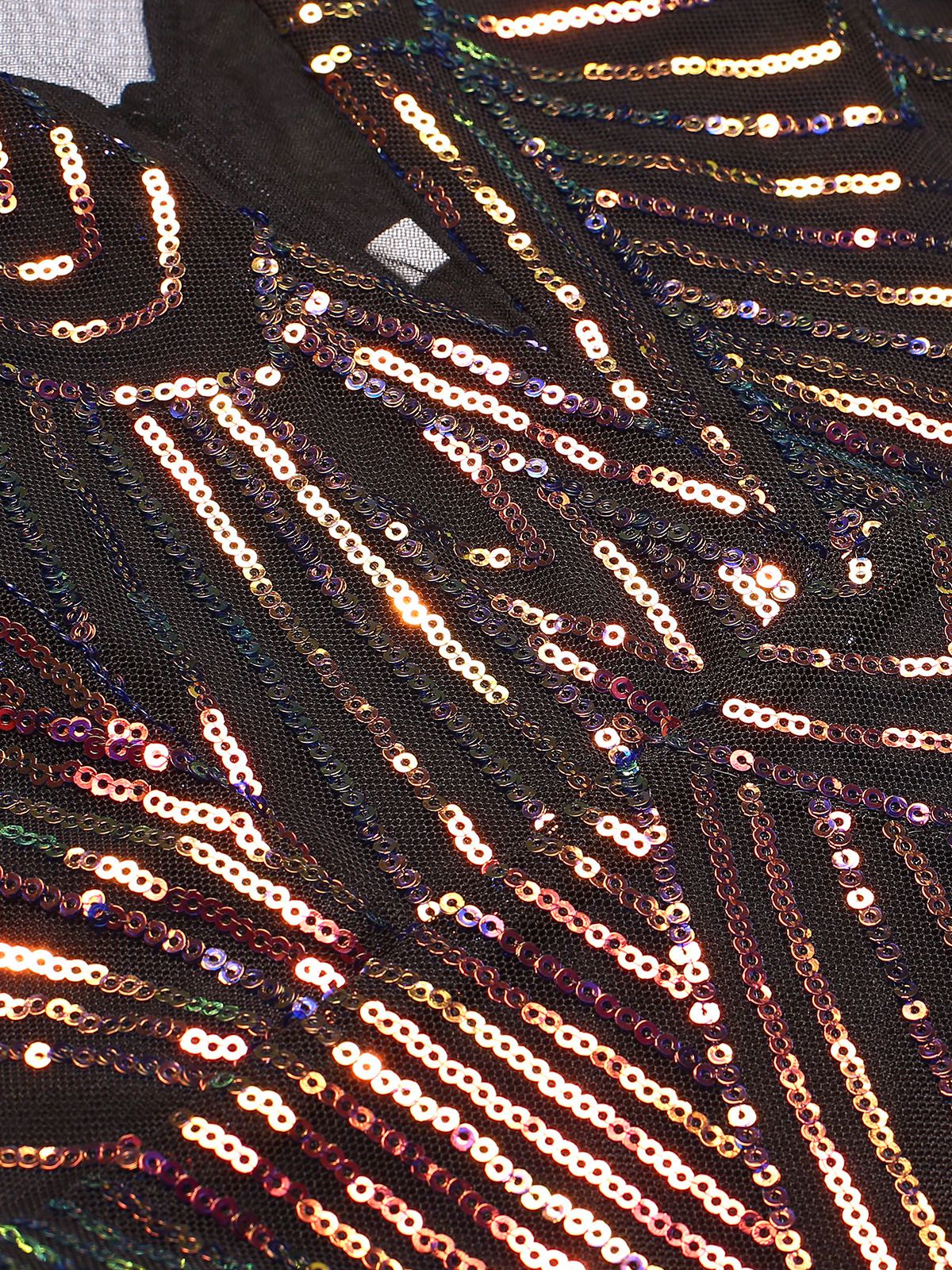 Multicolor 1920er V-Ausschnitt Pailletten Fischschwanzkleid - Image 7
