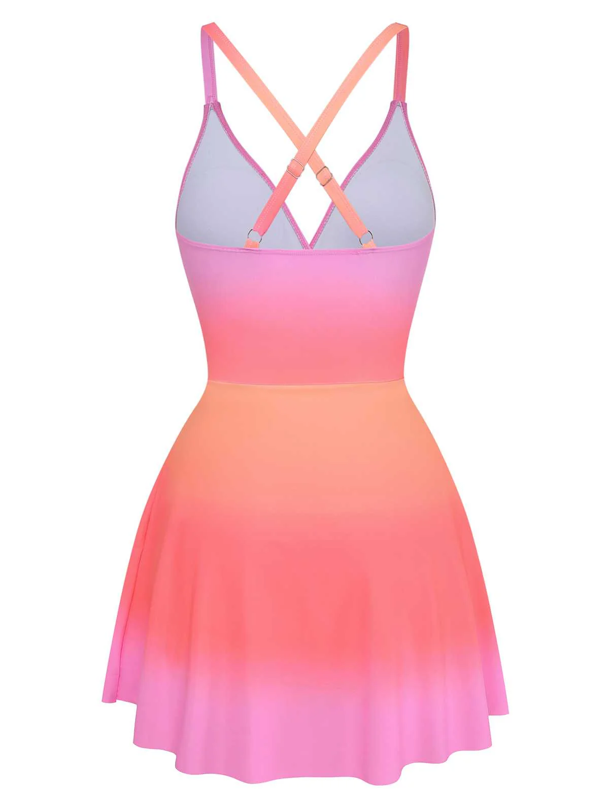 Multicolor 1930er Spaghetti Träger Farbverlauf Einteilig Schwimmkleid - Image 3