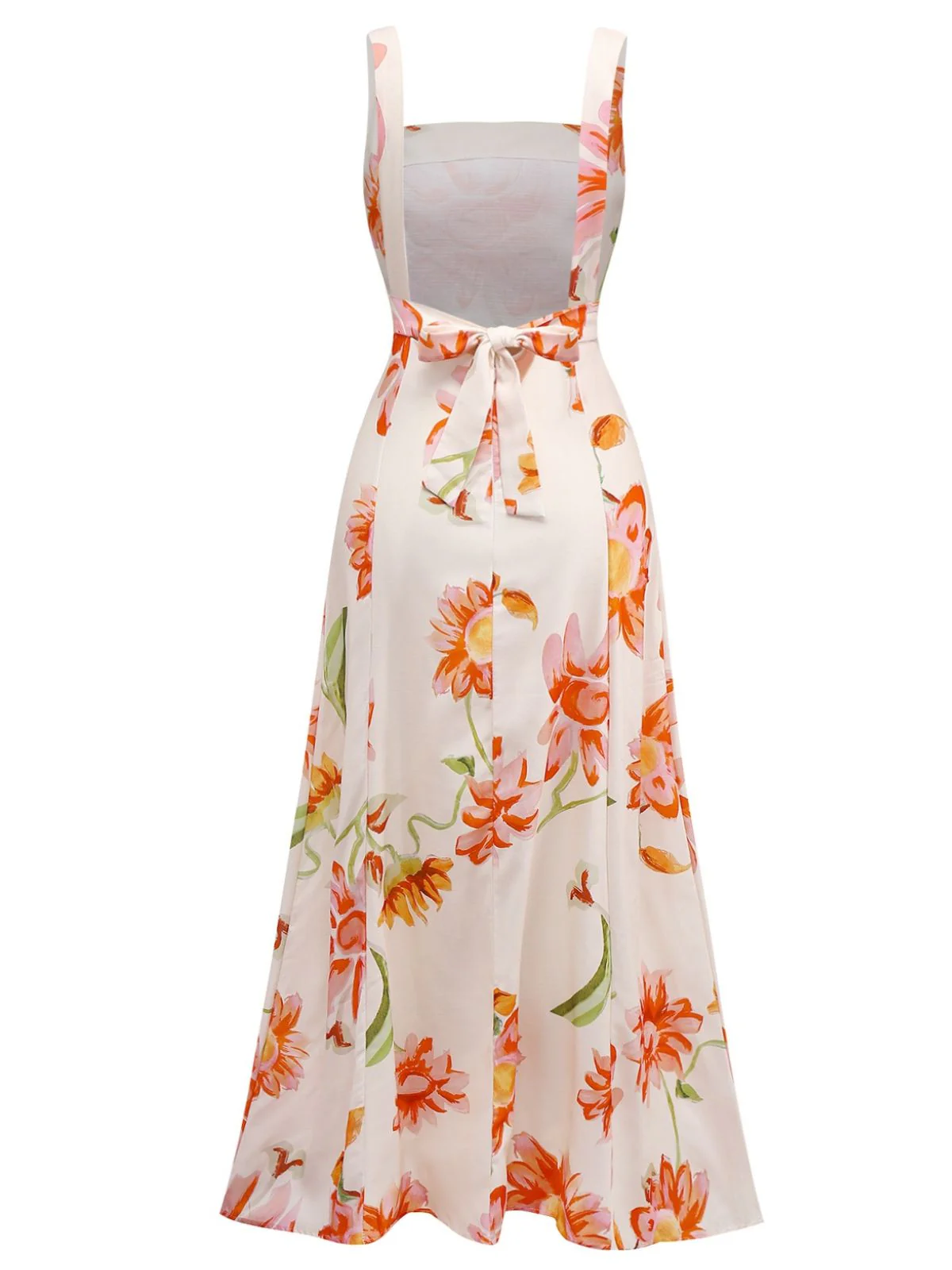 Multicolor 1940er Blumen Rückenfrei Breit-Träger Kleid - Image 2