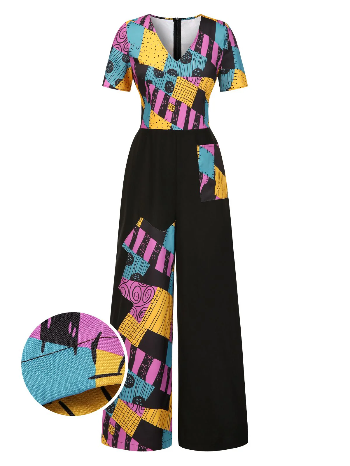 Multicolor 1940er Nightmare Before Christmas Sally Jumpsuit - Image 2