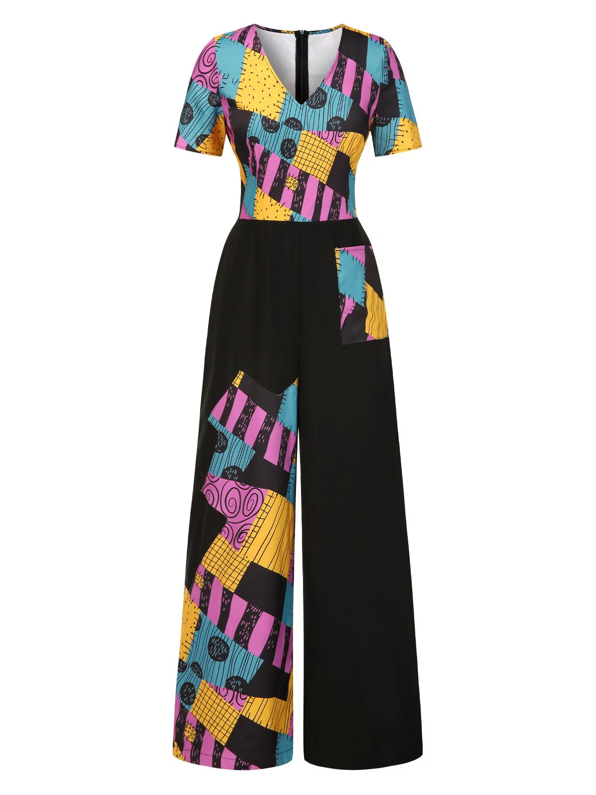 Multicolor 1940er Nightmare Before Christmas Sally Jumpsuit - Image 3