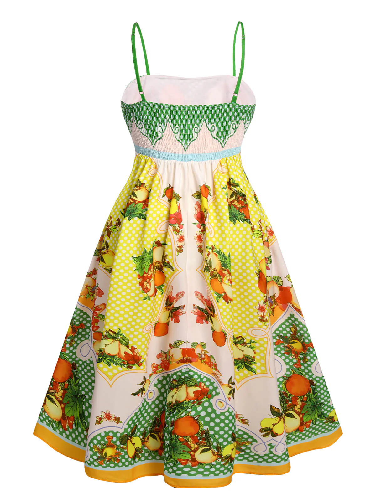 Multicolor 1940er Obstdruck Midi Kleid - Image 3