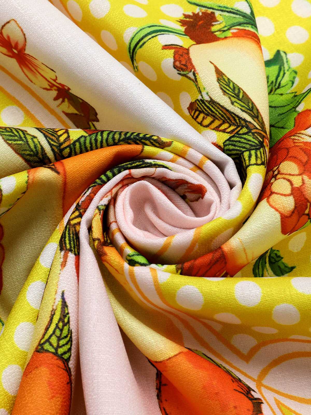 Multicolor 1940er Obstdruck Midi Kleid - Image 4