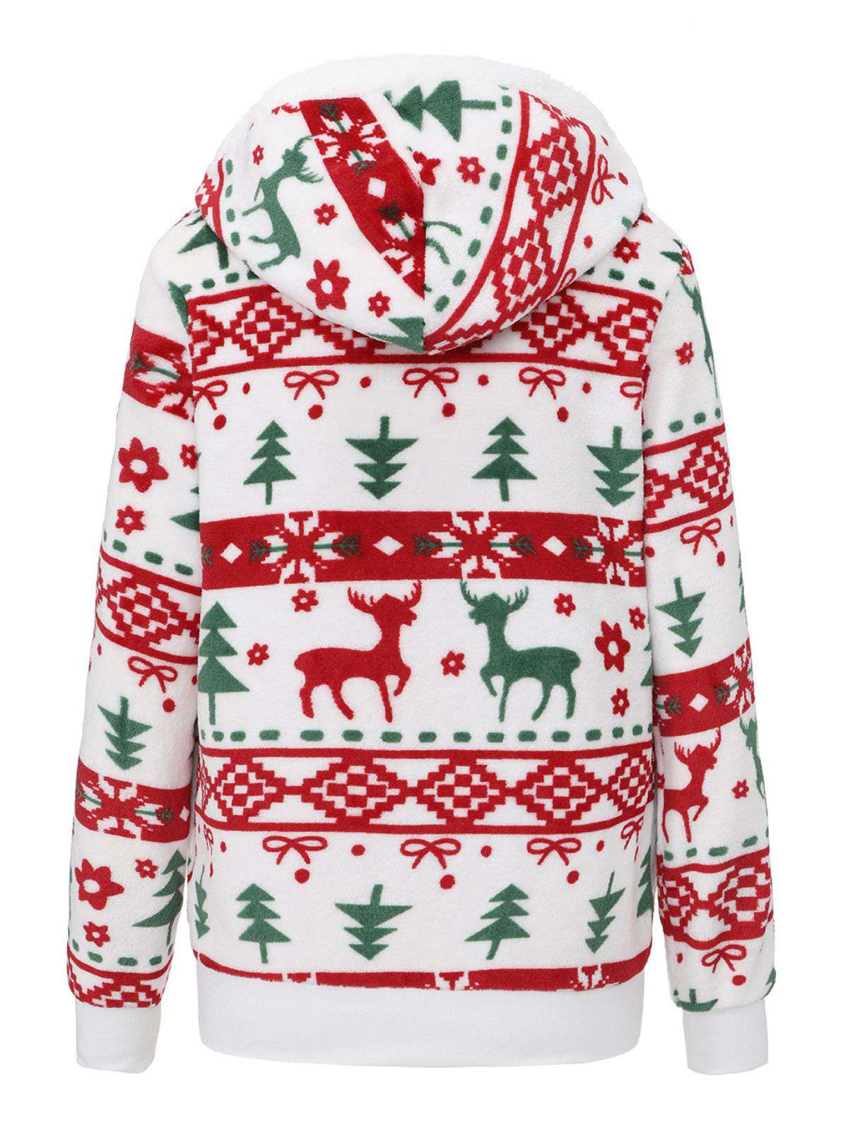Multicolor 1940er Ren & Weihnachtsbaum Plüsch Hoodie - Image 2