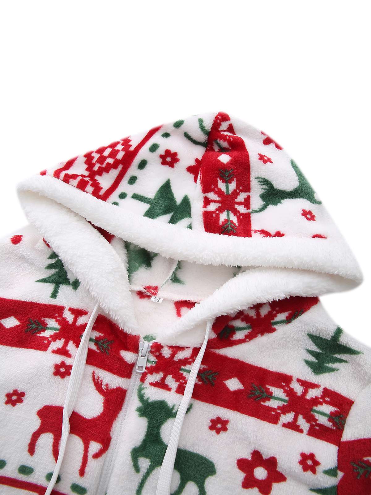Multicolor 1940er Ren & Weihnachtsbaum Plüsch Hoodie - Image 3