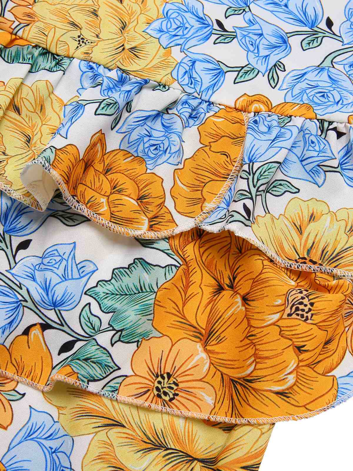 Multicolor 1950er Blumen Mehrlagiges Trägerkleid - Image 4