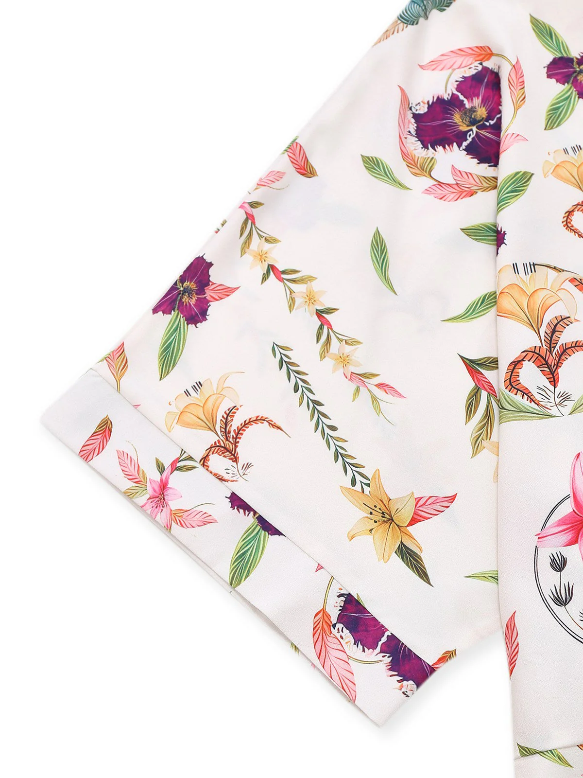 Multicolor 1950er Blumen Revers Fledermausärmel Romper - Image 4
